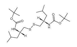 di-tert-butyl ((2S,2'S)-disulfanediylbis(4-methylpentane-2,1-diyl))dicarbamate Structure