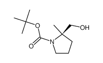 (R)-2-(羟甲基)-2-甲基吡咯烷-1-羧酸叔丁酯结构式