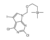 2,4-二氯-5-碘-7-[[2-(三甲基硅基)乙氧基]甲基]-7H-吡咯并[2,3-d]嘧啶结构式