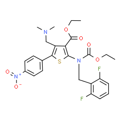 2-((2,6-二氟苄基)(乙氧基羰基)氨基)-4-((二甲基氨基)甲基)-5-(4-硝基苯基)噻吩-3-羧酸乙酯结构式