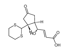 (R,E)-4-((1R,2R)-2-(1,3-dithian-2-yl)-4-oxocyclopentyl)-4-hydroxybut-2-enoic acid Structure