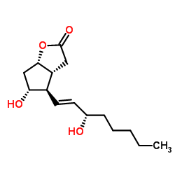 (3AR,4R,5R,6aS)-5-Hydroxy-4-((S,E)-3-hydroxyoct-1-en-1-yl)hexahydro-2H-cyclopenta[b]furan-2-one结构式