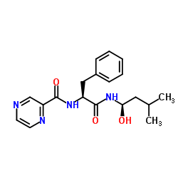 N-((S)-1-(((R)-1-hydroxy-3-methylbutyl)amino)-1-oxo-3-phenylpropan-2-yl)pyrazine-2-carboxamide Structure