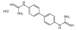 2-[4-[4-(diaminomethylideneamino)phenyl]phenyl]guanidine,hydrochloride Structure
