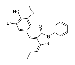 4-[(3-bromo-4-hydroxy-5-methoxyphenyl)methylidene]-2-phenyl-5-propylidenepyrazolidin-3-one结构式
