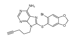 8-((6-溴苯并[d][1,3]二氧代-5-基)硫代)-9-(4-戊炔-1-基)-9h-嘌呤-6-胺结构式