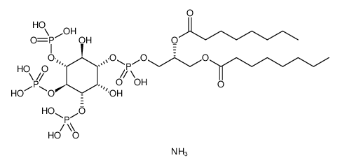 1,2-二辛酰基-sn-甘油-3-磷酸-(1'-肌肌醇-3',4',5'-三磷酸)(铵盐)结构式