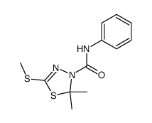 2,2-Dimethyl-5-methylsulfanyl-[1,3,4]thiadiazole-3-carboxylic acid phenylamide结构式