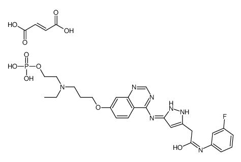 5-[[7-[3-[乙基[2-(磷酰氧基)乙基]氨基]丙氧基]-4-喹唑啉基]氨基]-N-(3-氟苯基)-1H-吡唑-3-乙酰胺马来酸盐结构式