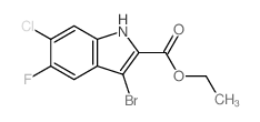 3-溴-6-氯-5-氟-1H-吲哚-2-羧酸乙酯结构式