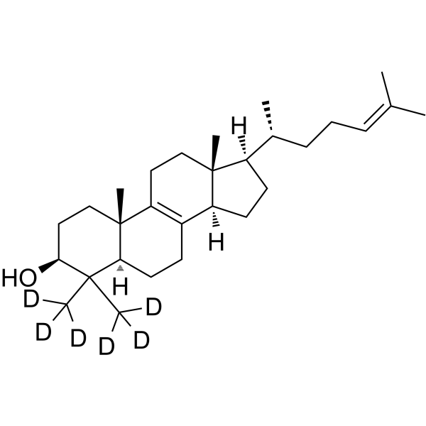(4,4-二甲基-d6)胆甾-8(9),24-二烯-3ß-醇结构式