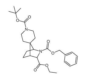 消旋-(1S,3S,4R)-2-苄基 1-叔丁基 3-乙基 2-氮杂螺 [二环 [2.2.1] 庚烷-7,4-哌啶]-1,2,3-三羧酸酯结构式