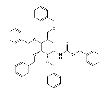 benzyl ((1S,2S,3S,4R,5R)-2,3,4-tris(benzyloxy)-5-((benzyloxy)methyl)cyclohexyl)carbamate Structure