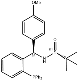 [S(R)]-N-[(R)-[2-(Diphenylphosphino)phenyl](4-methoxyphenyl)methyl]-2-methyl-2-propanesulfinamide Structure