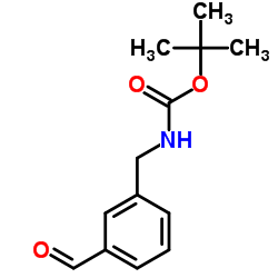叔丁基N-(3-甲酸基苄基)氨基甲酸酯结构式