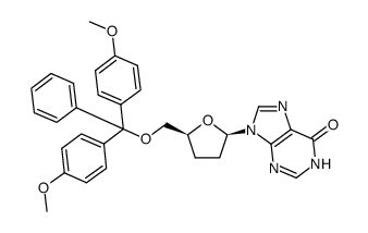 9-((2R,5S)-5-((bis(4-methoxyphenyl)(phenyl)methoxy)methyl)tetrahydrofuran-2-yl)-1,9-dihydro-6H-purin-6-one Structure