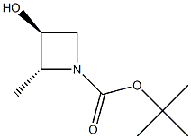 反3-羟基-2-甲基氮杂环丁烷-1-羧酸叔丁酯结构式
