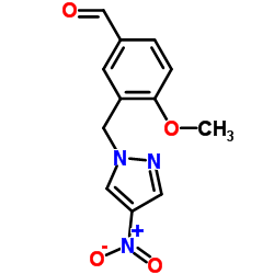 4-METHOXY-3-(4-NITRO-PYRAZOL-1-YLMETHYL)-BENZALDEHYDE Structure