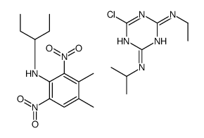 6-chloro-4-N-ethyl-2-N-propan-2-yl-1,3,5-triazine-2,4-diamine,3,4-dimethyl-2,6-dinitro-N-pentan-3-ylaniline Structure