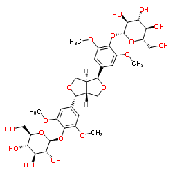 (-)-丁香树脂醇二葡萄糖甙; 丁香树脂醇双葡萄糖苷结构式