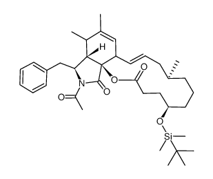 (3S,3aS,10S,14R,18aR,E)-2-acetyl-3-benzyl-14-((tert-butyldimethylsilyl)oxy)-4,5,10-trimethyl-3,3a,4,6a,9,10,11,12,13,14,15,16-dodecahydro-1H-[1]oxacyclotetradecino[2,3-d]isoindole-1,17(2H)-dione Structure