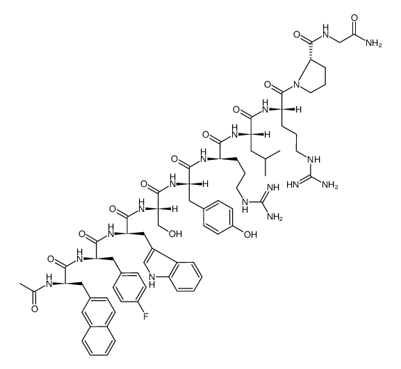 LHRH, acetyl-2-(2-naphthyl)-Ala(1)-4-F-Phe(2)-Trp(3)-Arg(6)-结构式