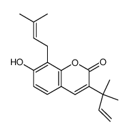 3-(1,1-Dimethylallyl)-8-(3,3-dimethylallyl)-7-hydroxycoumarin结构式