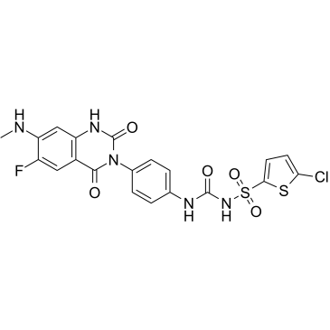 5-氯-N-[[[4-[6-氟-1,4-二氢-7-(甲基氨基)-2,4-二氧代-3(2H)-喹唑啉基]苯基]氨基]羰基]-2-噻吩磺酰胺结构式