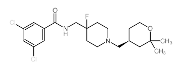 3,5-二氯-N-[[4-氟-1-[[(4S)-四氢-2,2-二甲基-2H-吡喃-4-基]甲基]-4-哌啶]甲基]苯甲酰胺结构式