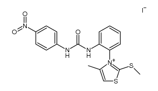 4-methyl-2-(methylthio)-3-(2-(3-(4-nitrophenyl)ureido)-phenyl)thiazol-3-ium iodide结构式