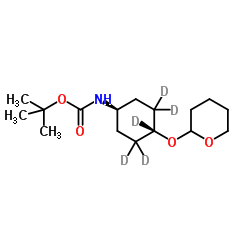反式-[2-(4-叔丁氧基羰基氨基)环己氧基]四氢-2H-吡喃-d5结构式