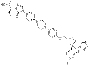 2,5-Anhydro-1,3,4-trideoxy-2-C-(2,4-difluorophenyl)-4-[[4-[4-[4-[1-[(1S,2R)-1-ethyl-2-hydroxypropyl]-1,5-dihydro-5-oxo-4H-1,2,4-triazol-4-yl]phenyl]-1-piperazinyl]phenoxy]methyl]-1-(1H-1,2,4-triazol-1-yl)-D-threo-pentitol picture