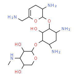 6-O-[3-Deoxy-3-(methylamino)-α-D-xylopyranosyl]-4-O-(2,6-diamino-2,3,4,6-tetradeoxy-α-D-glycero-hexa-4-enopyranosyl)-2-deoxy-D-streptamine Structure