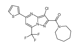 azepan-1-yl-[7-chloro-4-thiophen-2-yl-2-(trifluoromethyl)-1,5,9-triazabicyclo[4.3.0]nona-2,4,6,8-tetraen-8-yl]methanone结构式