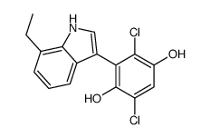 2,5-dichloro-3-(7-ethyl-1H-indol-3-yl)benzene-1,4-diol结构式