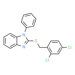 1H-BENZIMIDAZOLE, 2-[[(2,4-DICHLOROPHENYL)METHYL]THIO]-1-PHENYL- structure