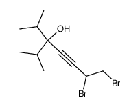 6,7-dibromo-3-isopropyl-2-methyl-hept-4-yn-3-ol结构式