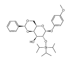 p-methoxyphenyl 4,6-O-benzylidene-2-O-tris(isopropyl)silyl-β-D-galactopyranoside Structure