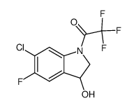 (R,S)-1-(trifluoroacetyl)-6-chloro-5-fluoro-3-hydroxy-2,3-dihydro-1H-indole结构式