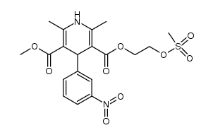methanesulfonyloxyethyl methyl 1,4-dihydro-2,6-dimethyl-4-(3-nitrophenyl)-3,5-pyridinedicarboxylate结构式