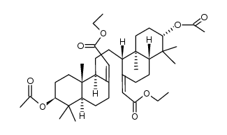 3β,21α-diacetoxy-onocera-8(26),14(27)-diene-26ξ,27ξ-dicarboxylic acid diethyl ester Structure
