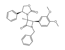 (3S,4R)-1-benzyl-3-methyl-3-[2-oxo-(4S)-phenyloxazolidinyl]-4-(3,4-dimethoxyphenyl)azetidin-2-one结构式