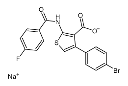 4-(4-溴苯基)- 2-(4-氟苯酰胺)噻吩-3-羧酸钠结构式
