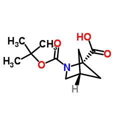 2-(叔丁氧羰基)-2-氮杂双环[2.1.1]己烷-1-羧酸结构式