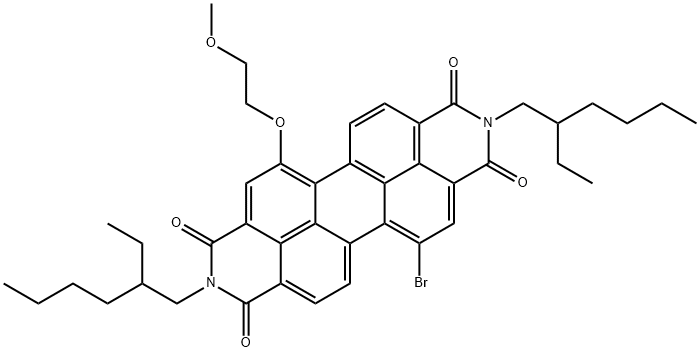 N,N'-二(2-乙基己基)-12-(2-甲氧基乙氧基)-1,7-二溴-3,4,9,10-苝二酰亚胺图片