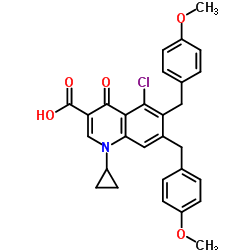 5-Chloro-1-cyclopropyl-6,7-bis(4-methoxybenzyl)-4-oxo-1,4-dihydro-3-quinolinecarboxylic acid结构式