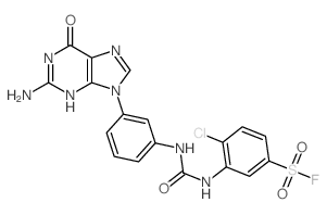 3-[[3-(2-amino-6-oxo-3H-purin-9-yl)phenyl]carbamoylamino]-4-chloro-benzenesulfonyl fluoride结构式
