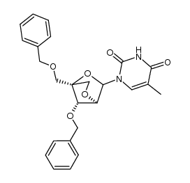 (3R/S)-(1S,4R,7S)-7-benzyloxy-1-benzyloxymethyl-3-(thymin-1-yl)-2,5-dioxabicyclo[2.2.1]heptane结构式