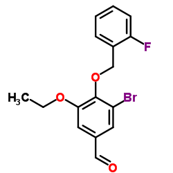 3-Bromo-5-ethoxy-4-[(2-fluorobenzyl)oxy]benzaldehyde Structure