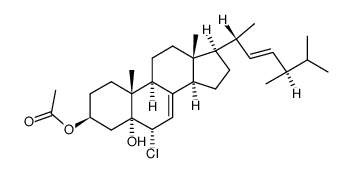 3β-乙酰氧基-6α-氯麦角甾-7,22-二烯-5α-醇结构式